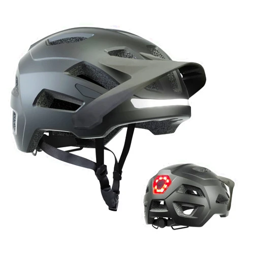 Silkycasters Bike Helmet, Mountain Bike Helmets for Men and Women, Front and Back LED Lights Safe Certified MTB Road Bicycle Helmet with Adjustable Brim