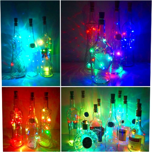 LoveNite Wine Bottle Lights with Cork, 10 Pack Battery Operated 10 LED Cork Shape Silver Copper Wire Colorful Fairy Mini String Lights for DIY,Party,Decor,Christmas,Halloween,Wedding