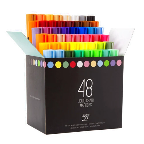 JumpOff Jo – Liquid Chalk Markers – Reversible Chisel and Round Tip – Multi Color (48)