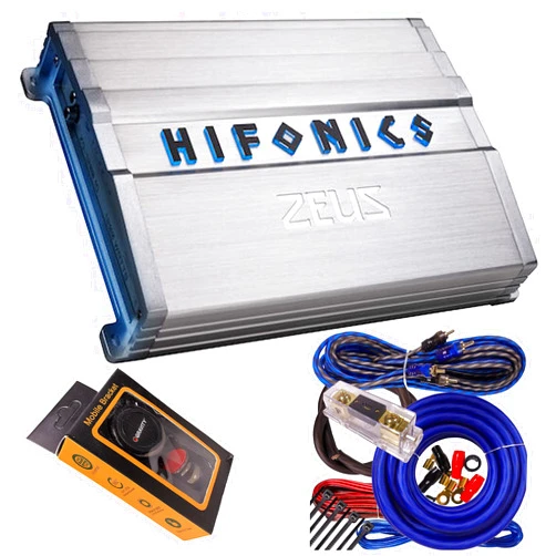 Hifonics ZG-1200.1D Zeus Gamma 1 Channel Super D Class 1200 Watt Car Audio Sound System Subwoofer Speaker Amp Amplifier with Gravity Magnet Phone Holder and 4 Gauge Kit Blue Bundle