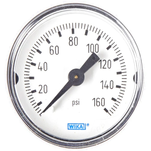 WIKA 9690242 Commercial Pressure Gauge, Dry-Filled, Copper Alloy Wetted Parts, 1-1/2