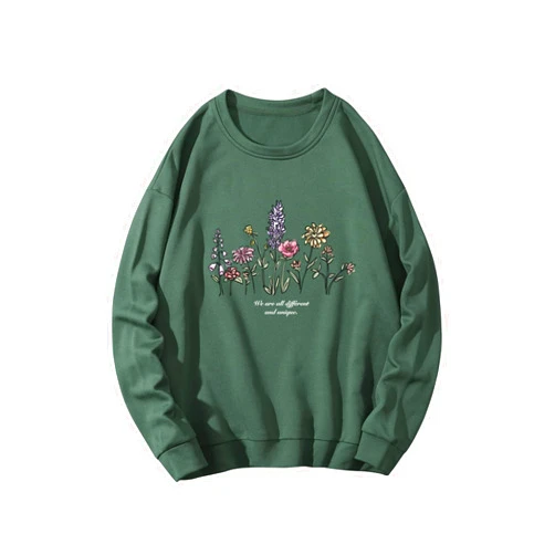 GORGLITTER Women's Letter Graphic Print Drop Shoulder Sweatshirts Long Sleeve Crew Neck Pullover Tops