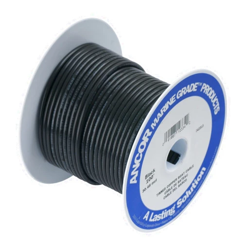 Ancor 113002 Tinned Copper Battery Cable, 4 AWG (19mm2), Black - 25ft