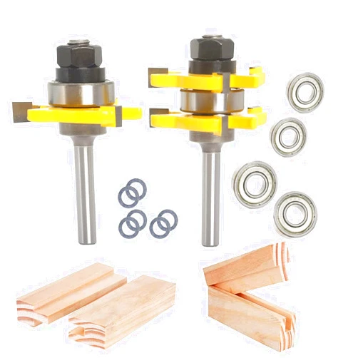 Sinoprotools Tongue and Groove Router Bits 1/4 Inch Shank, 1-3/4