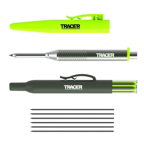 Tracer Pro Series Aluminium Deep Hole Construction Pencil with 6 x Replacement Lead Pack and accompanying Site Holsters. All-in-one Construction Marking Kit