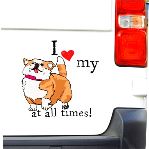 Swavecat I Love My Dogs at All Times Weish Corgi Car Laptop Decals Pet Dog Puppy Doggy Decal Red Heart Love Vinyl Sticker Dog Breed Vinyl Sticker for Car Bumper Decor for Truck Bumper Window Laptop