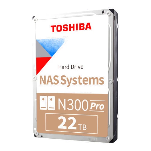 Toshiba N300 PRO 22TB Large-Sized Business NAS (up to 24 Bays) 3.5-Inch Internal Hard Drive - Up to 300 TB/Year Workload Rate CMR SATA 6 Gb/s 7200 RPM 512 MB Cache - HDWG62CXZSTB