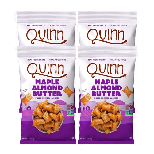 Quinn Gluten Free Maple Almond Butter Filled Pretzel Nuggets - Made with Real Ingredients, Whole Grain Sorghum, Sea Salt, Vegan, Dairy Free, Non-GMO - 5 Oz (Pack of 4)