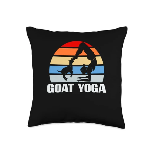 Goat Yoga Pose Girl Cute Pet Farm Animal Fitness Women Sport Throw Pillow, 16x16, Multicolor