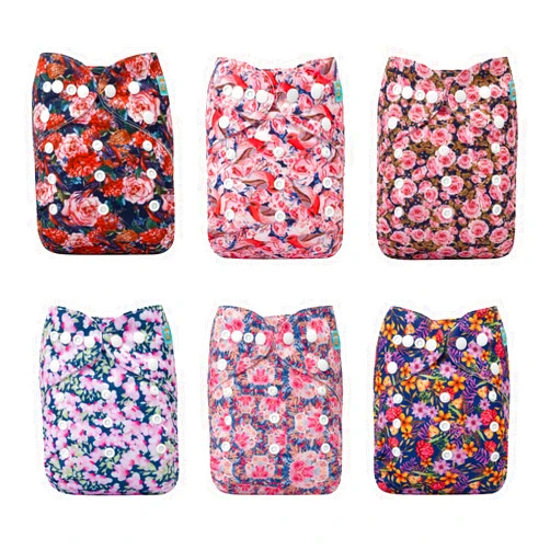 ALVABABY Baby Cloth Diapers One Size Adjustable Washable Reusable for Baby Girls and Boys 6 Pack with 12 Inserts 6dm73