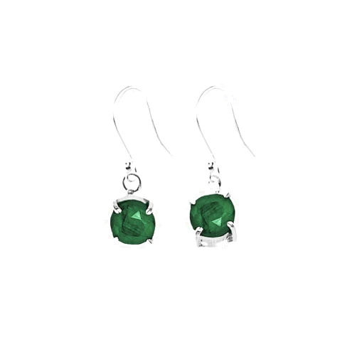Sivalya Raw Emerald Earrings Sterling Silver – Natural Raw Emerald - Drop Dangle 925 Silver Earrings for Women – Birthstone Venus Earrings - Gift Box Packaging Included