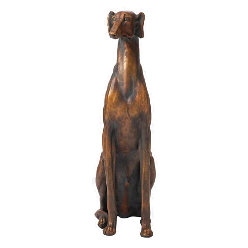 Glitzhome Dog Garden Statues Greyhound Sculpture, Right Face, 30.25 Inch Tall, Bronze
