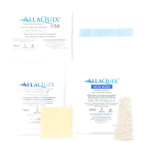AllaQuix Stop Bleeding Quick Pack - AllaQuix Sample Trial Pack (1 Each of Hemostatic Blood Stoppers: Gauze, Bandage, Nose Plug)