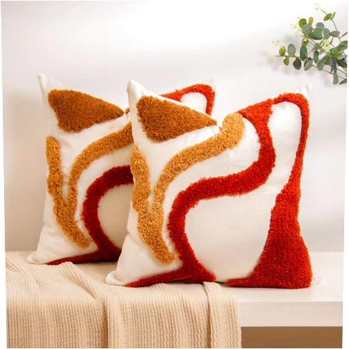 lifein 18x18 Pillow Covers Set of 2-Throw Pillow Cover,Tufted Boho Jacquard Pillow Covers,Farmhouse Decorative Pillow Cover,Pillow Cases for Gift,Couch,Sofa,Bed,Chair,Living Room,Home Decor(18x18inch)