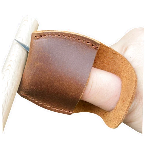 Macsy Thumb Guard - Wood Carving Leather Finger Protector, Carving Tool Finger Guard, Carving Accessories for Whittling Tools, Handmade Carpenter Working, Wood Carving Gloves for Men