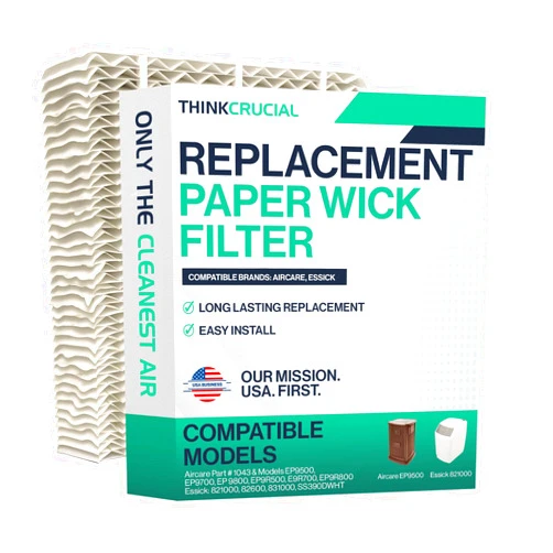 Think Crucial Replacement Humidifier Paper Wick Filters Compatible with Aircare Part # 1043 & Models EP9500,EP9700,EP9800,EP9R500,EP9R700,EP9R800 - Essick: 821000,826000,831000,SS390DWHT (1 Pack)