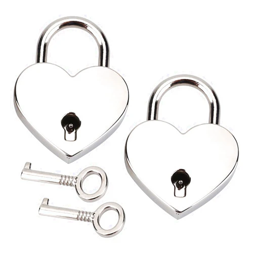 Jeanoko 2 Sets Heart Lock and Key Mini Lock Heart Shaped Padlock Skeleton Key Metal Lock for Luggage Diary Book Jewelry Box