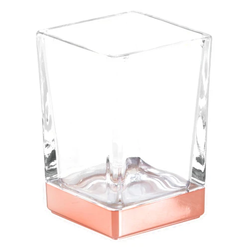 InterDesign Casilla Tumbler Cup for Bathroom Vanity Countertop – Clear/Rose Gold