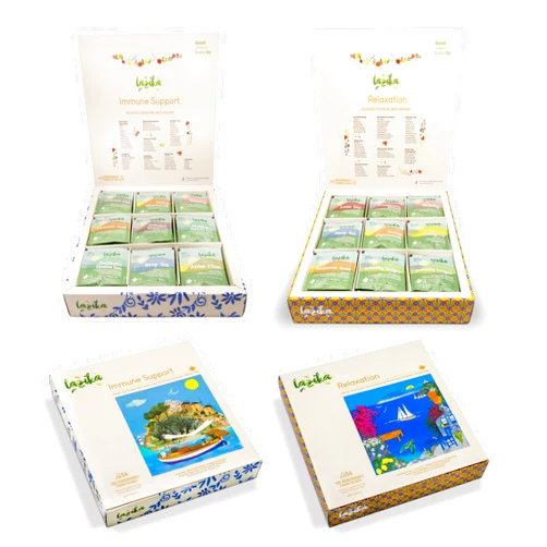 LAZİKA Lazika Herbal Tea Variety Pack, Immune Support and Relaxation Tea Assortment Set, Tea Sampler Gift Sets, Assorted Tea Variety Pack with Pyramid Tea Bags