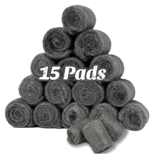 TAFFY'S Steel Wool Pads 0000 for Glass - 15 Pcs Extra Fine SteelWool for Cleaning & Polishing - Steel Wool Mice Control
