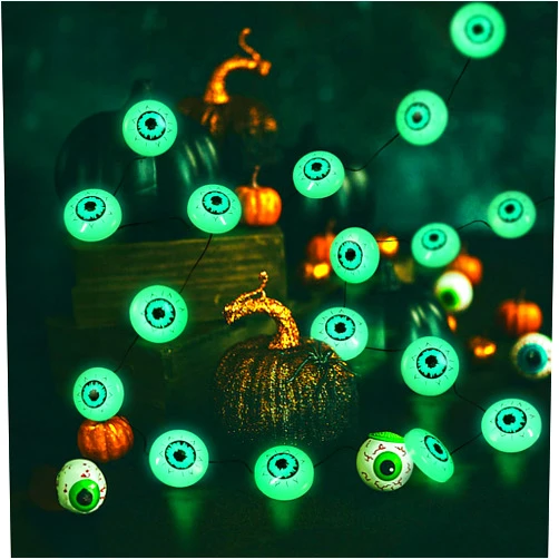 Coquimbo Halloween Decorations Eyeball String Lights, 10FT 30 LED Green Eye Halloween Lights for Indoor and Outdoor Halloween Party Decorations