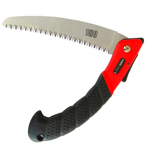 TABOR TOOLS Folding Saw with 8 Inch Curved Blade and Rugged Grip Handle, Hand Saw for Pruning Trees, Trimming Branches, Camping, Clearing Forest Trails. TTS25A. (Curved Blade 8 Inch)
