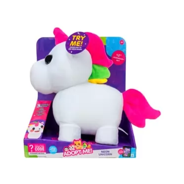 Jazwares Adopt Me! Neon Unicorn 12-Inch Light-Up Plush - Soft and Cuddly - Three Light-Up Modes - Directly from The #1 Game, Toys for Kids - Ages 6+