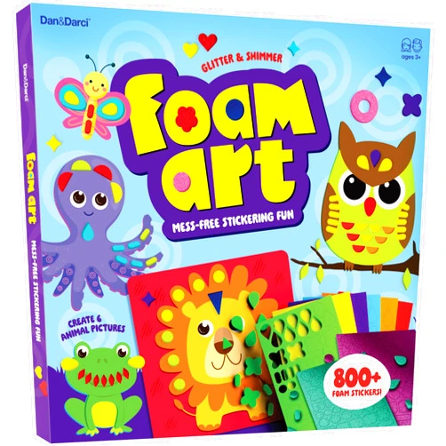 Dan&Darci Foam Sticker Art Craft for Kids - Toddler Arts and Crafts for Kids Ages 3-4 3-5 4-6 - Kids Toddlers Activities for Kids Ages 3-5 - 4 Year Old Boy Birthday Gift - Stocking Stuffers Gifts for Boys 4-6