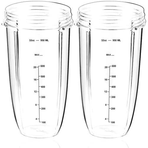 MEET JUICE Replacement Parts 32oz Blender Cups (2 Packs) Replacement Blender Cups Compatible with NutriBullet 600w and 900w Blender