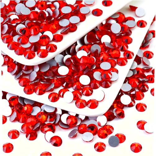 Briskbloom 1440PCS SS20 Crystal Glass Flatback Rhinestones, Round Flat Back Crystal Gems for Nail Art and Craft Clothes, Glue Fix Diamond Stones LT.Siam/Light Red (4.6-4.8mm)