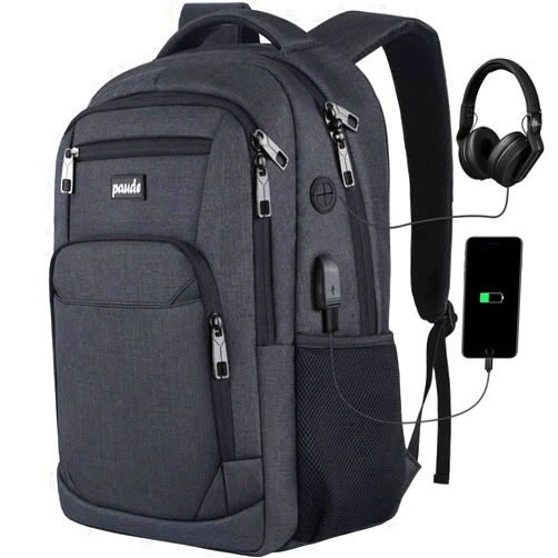 Paude Backpack for Men and Women,School Backpack for Teens,15.6 inch Laptop Backpack with USB Charging port for Business College Travel