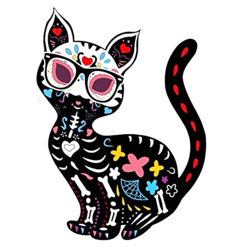 JMM Industries Cat Sugar Skull Decal Sticker Day of The Dead Gato Mexican Decor Holiday Cute 4-Inches Premium Quality Vinyl Sticker UV Protective Laminate PDS2142