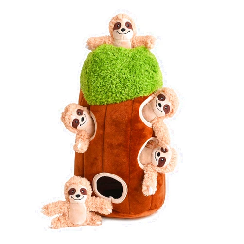 Okegztoa Interactive Squeaky Dog Toys Plush Sloth Dog Toy, Stuffing Woodland Friends Burrow, Squeaky Plush Dog Toy for Small Medium Large Dogs (Large)