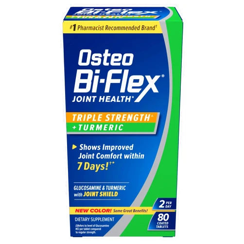 Osteo Bi-Flex Glucosamine Triple Strength Plus Turmeric Supplement with Curcumin for Joint Support and Range of Motion, 40 Day Supply, 80 Coated Tablets, Joint Health Nutritional Supplements