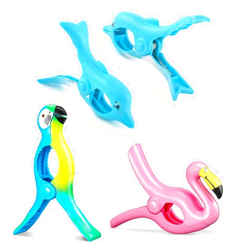 Nerjan 6PCS Beach Towel Clips Outdoor Fashion Style Flamingo Towel Holders for Pool Chairs or Fence during Your Cruise-Jumbo Size to Keep your Cloth or Towel from Blowing.