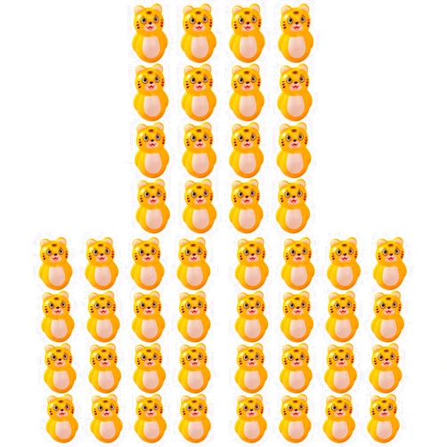 Toyvian 48 Pcs Tumbler Little Tiger Garden Statue Mini Wobble Toy Bonsai Decor New Year Lucky Mascot Spring Festival Zodiac Ornament Cars Toy Tiger Ornaments Plastic Household Model Child