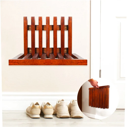 JELLYRATTBIT Wall Mounted Folding Entryway Stool, Shoe Changing Stool, Foldable Shower Bench Invisible Shoe Changing Stool for Entrance Hall Restroom Living Room