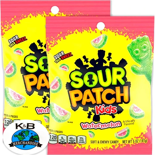 K&B Merchandise Watermelon Sour Patch Bulk Soft & Chewy Candy, 5 oz (2-Pack), Family Size, Perfect For Sharing, Bundle With K&B Merchandise Magnet