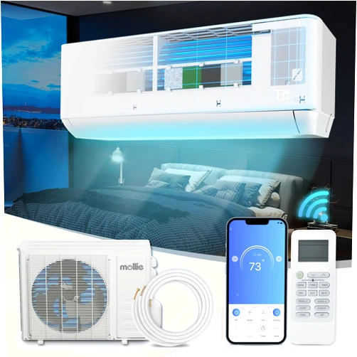 mollie 9000 BTU Mini Split Air Conditioner w/4-in-1 Filters, 115V 23 SEER2 AC Unit with Smart App Control, Cools Up to 400 Sq. Ft, Pre-Charged Heat Pump and Installation Kits