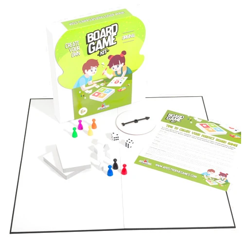 Apostrophe Games Create Your Own Board Game Set – DIY Kit with Blank Game Board, Game Pieces, Blank Cards, Dice, Spinner – Build Your Own Game for Family Board Games