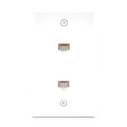 VCE Ethernet Wall Plate 2-Port (UL Listed), Cat6 Female to Female Wall Jack, RJ45 Keystone Inline Coupler Wall Outlet, White