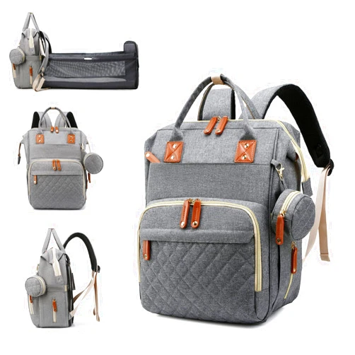 Lamroro Diaper Bag with Changing Station, Waterproof 3 in 1 Baby Diaper Backpack with Foldable Changing Pad, Large Travel Back Pack for Baby Girl Boy, Grey