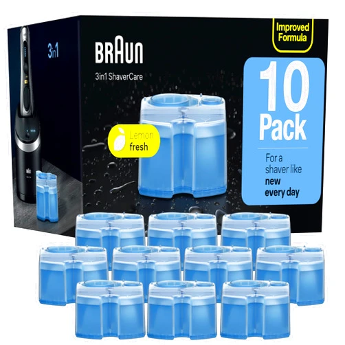 Braun Clean & Renew Refill Cartridges CCR, Replacement Shaver Cleaner Solution for Clean&Charge Cleaning System, Pack of 10