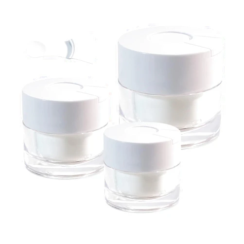 HEYMKGO Travel Containers for Creams, 3 Pack 0.5/1/1.7 Oz Refillable Small Jars with Lids and Mini Spatulas, Leak Proof Acrylic Cosmetic Containers Travel Essentials for Makeup Lotion Cream