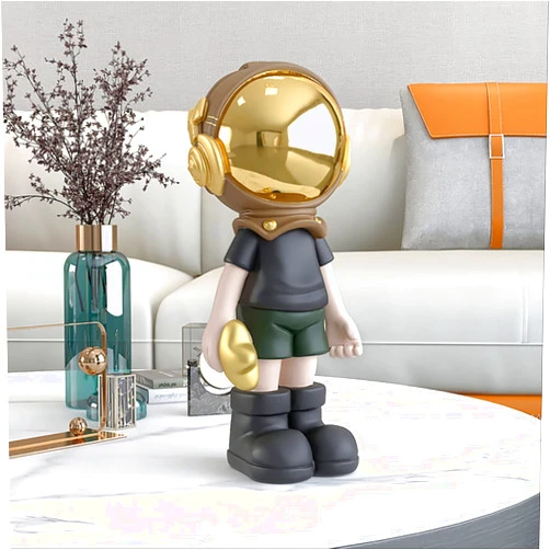 MKOJ Sculptures Statues Modern Home Decorate Cartoon Astronaut Figurine Sculpture Statue Livingroom Decorative Large Artscrafts Statue Nordicstyle Decor 1635Cm Black