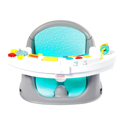 Infantino Music & Lights 3-in-1 Discovery Seat and Booster - Convertible, Infant Activity and Feeding Seat with Electronic Piano for Sensory Exploration, for Babies and Toddlers, Teal