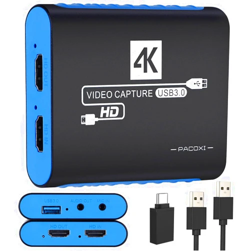 GAOZHOU Capture Card for OBS Twitch Game Live Streaming and Recording with 4K Pass-Through,USB3.0 1080P 60FPS HDMI Capture Cam Link for Switch,PS4/5,Xbox,DSLR,Compatible with Windows/Mac