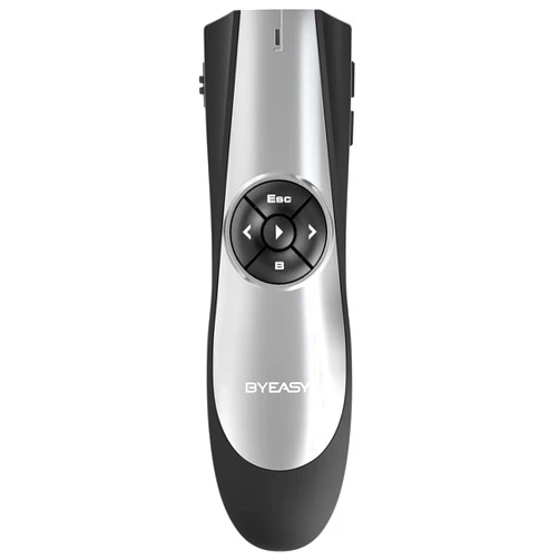 BYEASY Wireless Presenter,RF 2.4GHz Presentation Clicker Remote 100 FT, USB PowerPoint PPT Clicker, Volume Control for Google Slides- Black