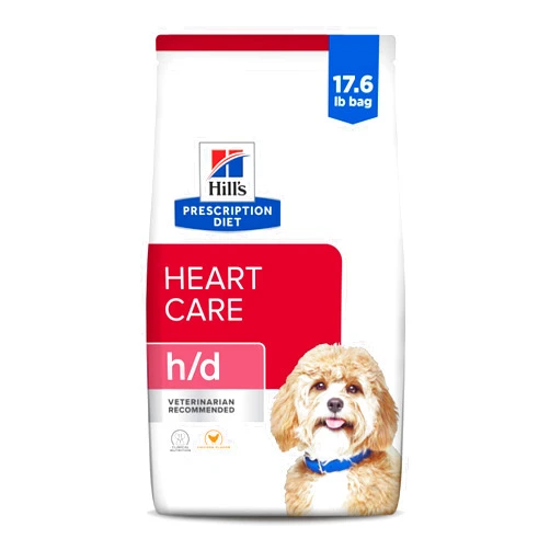 Hill's Prescription Diet h/d Heart Care Chicken Flavor Dry Dog Food, Veterinary Diet, 17.6 lb. Bag