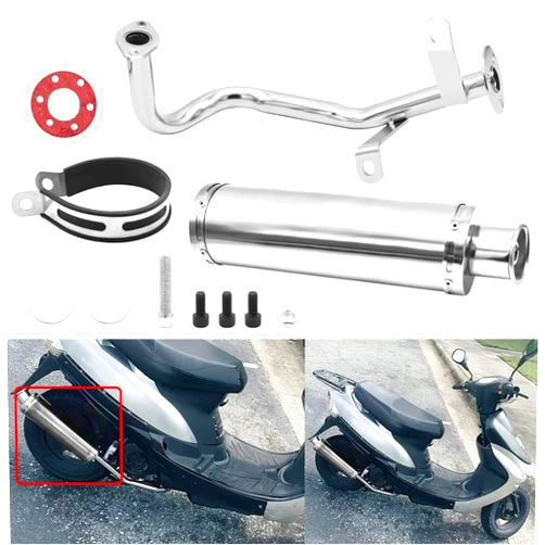 Wai Danie Motorcycle Exhaust Muffler Scooter Exhaust Stainless Pipe For GY6 4 Stroke 50cc 80cc100cc Scooter QMB139 Exhaust Stainless Pipe 139Qmb 1P39Qmb Chinese Scooter Moped